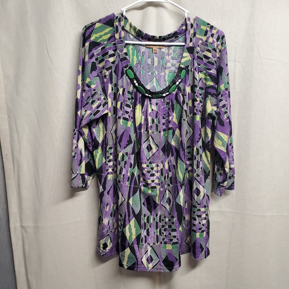Notations Multicolor Geometric Tunic